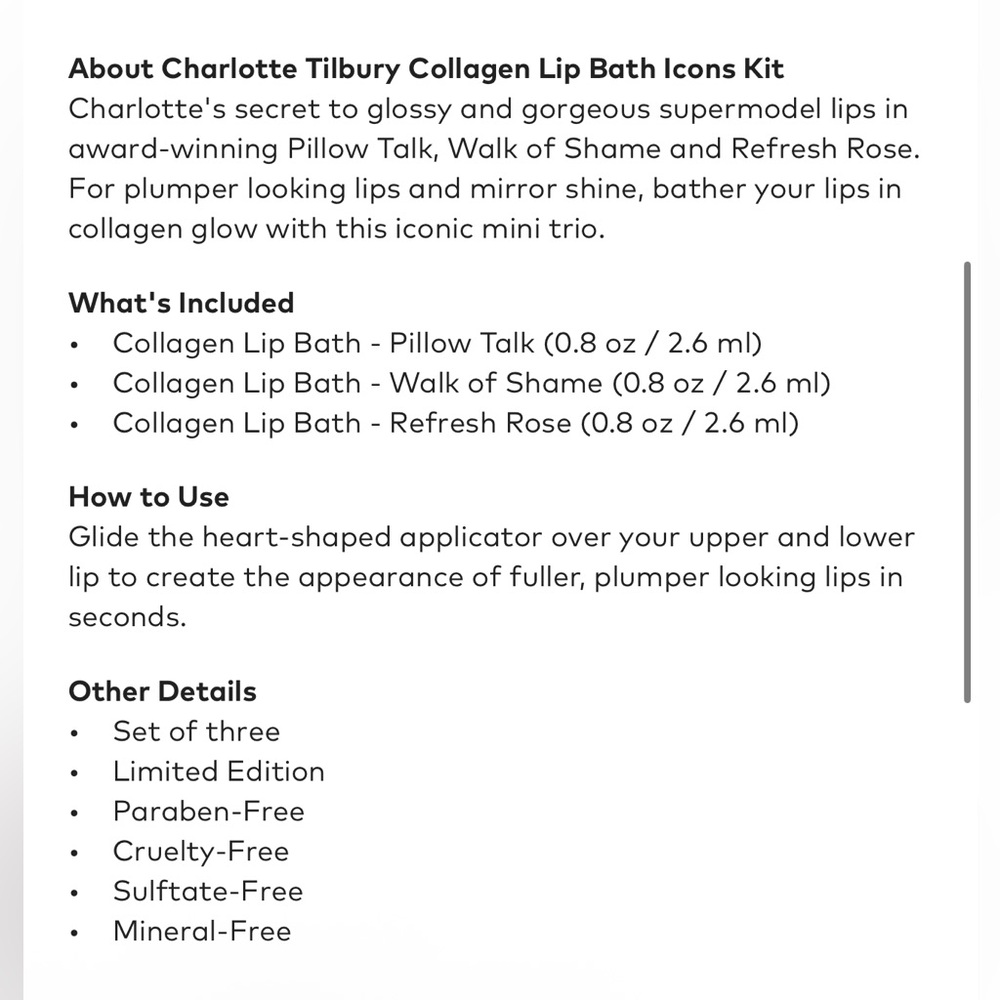✨ CHARLOTTE TILBURY COLLAGEN LIP BATH ICONS KIT
LIMITED EDITION KIT - Picture 9 of 9